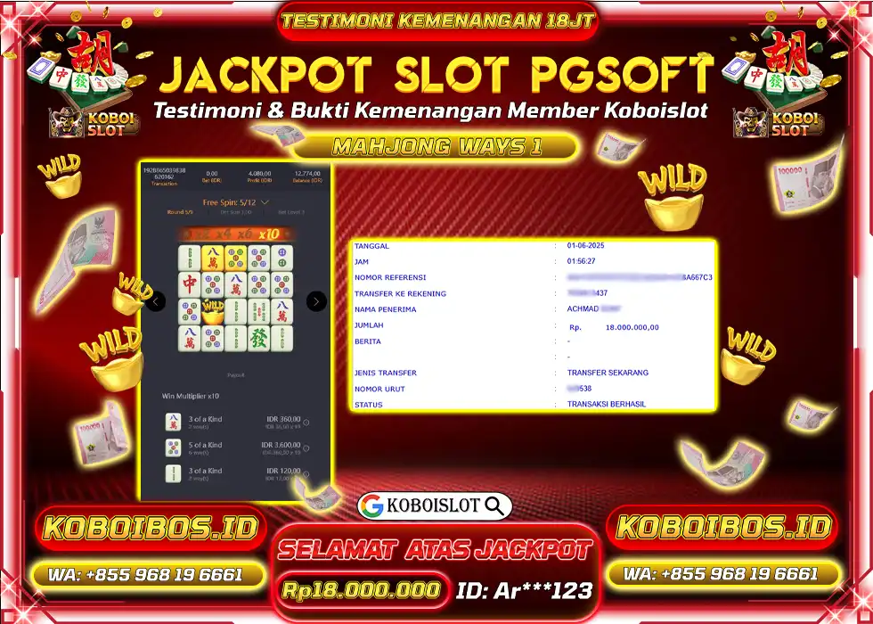 BUKTI KEMENANGAN SLOT GACOR MAHJONG WAYS 1 Rp18.000.000,- LUNAS