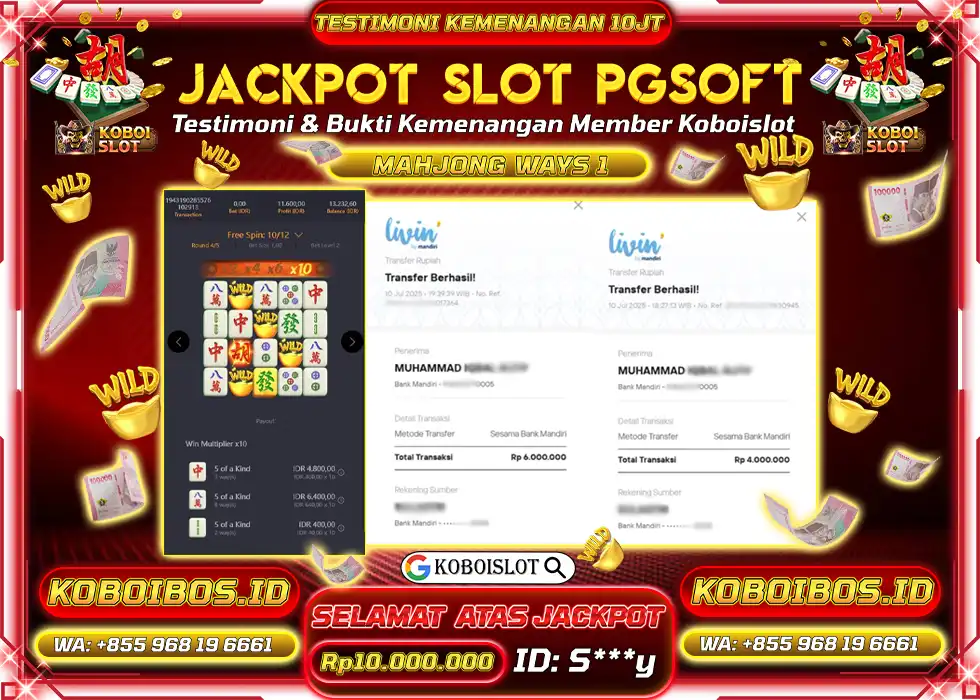 BUKTI KEMENANGAN SLOT GACOR MAHJONG WAYS 1 S*** Rp10.000.000,- LUNAS