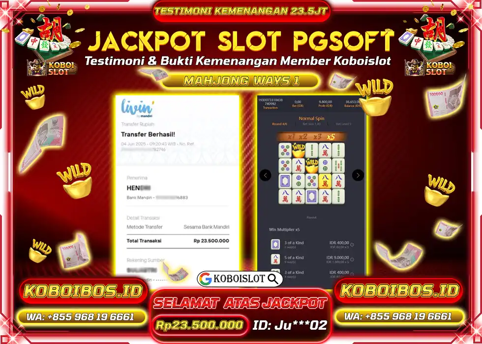 BUKTI KEMENANGAN SLOT GACOR MAHJONG WAYS 1 Rp23.500.000,- LUNAS