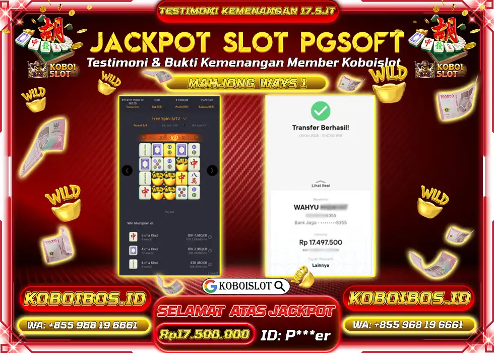 BUKTI KEMENANGAN P*** SLOT GACOR MAHJONG WAYS 1 Rp17.500.000,- LUNAS