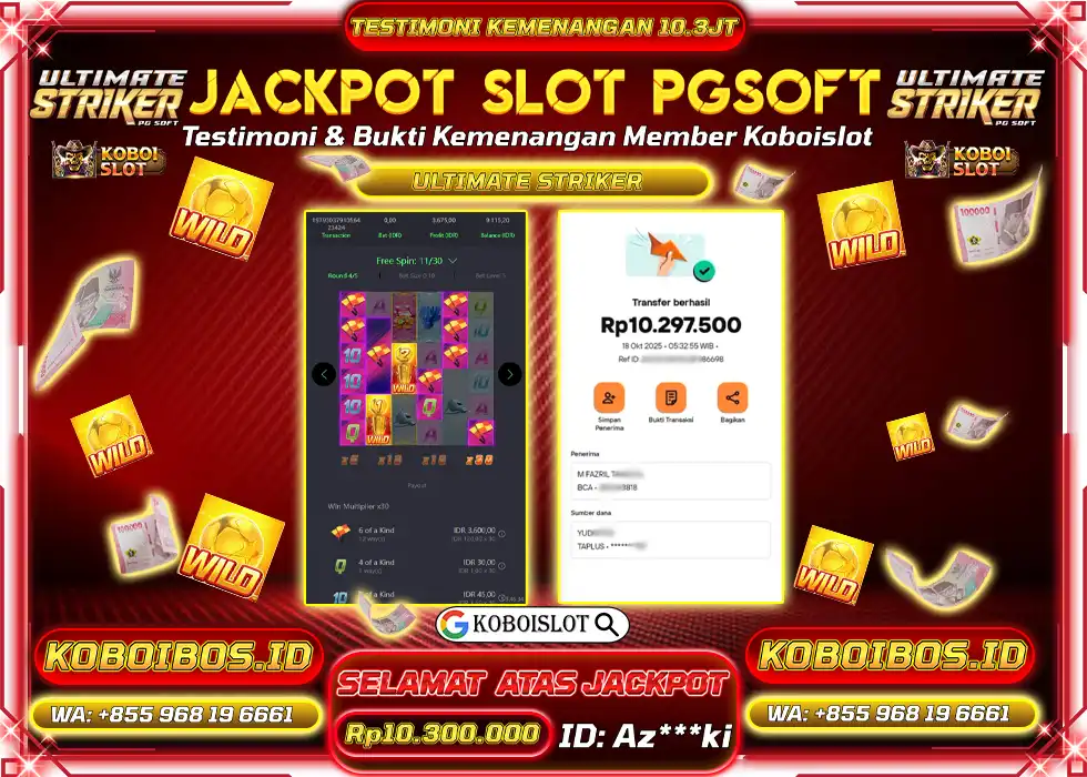 BUKTI KEMENANGAN SLOT GACOR ULTIMATE STRIKER Rp10.300.000,- LUNAS