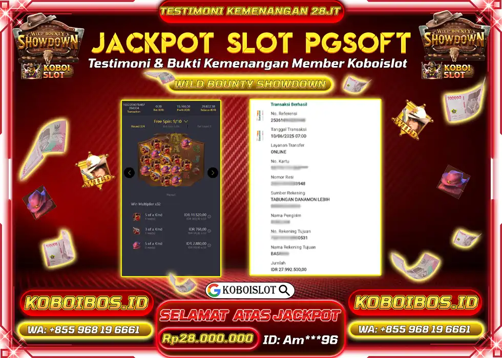 BUKTI KEMENANGAN SLOT GACOR WILD BOUNTY SHOWDOWN Rp28.000.000,- LUNAS