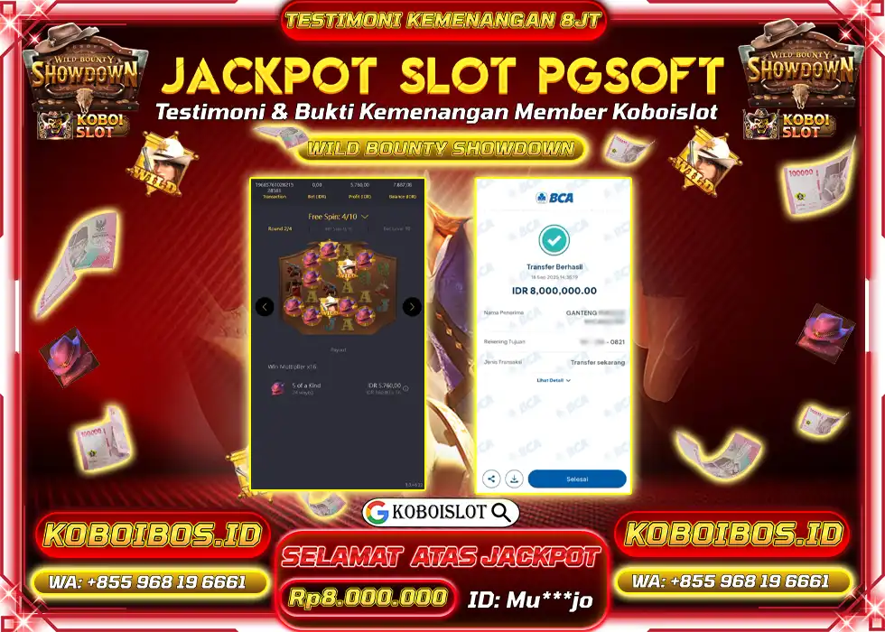 BUKTI KEMENANGAN Mu*** SLOT GACOR WILD BOUNTY SHOWDOWN Rp8.000.000,- LUNAS