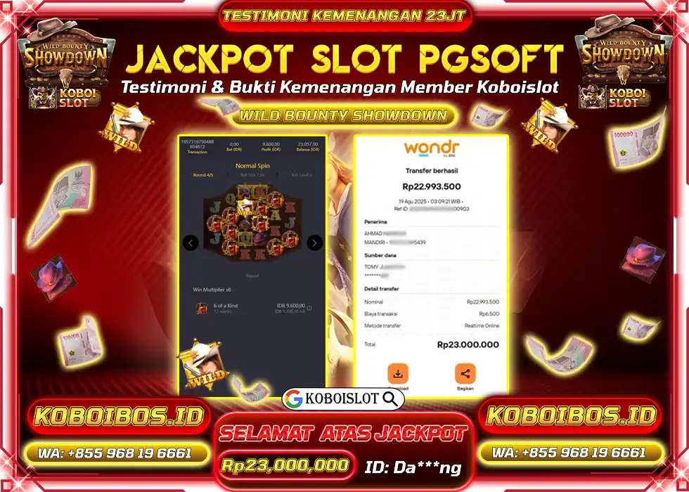 BUKTI KEMENANGAN SLOT GACOR WILD BOUNTY SHOWDOWN Rp23.000.000,- LUNAS