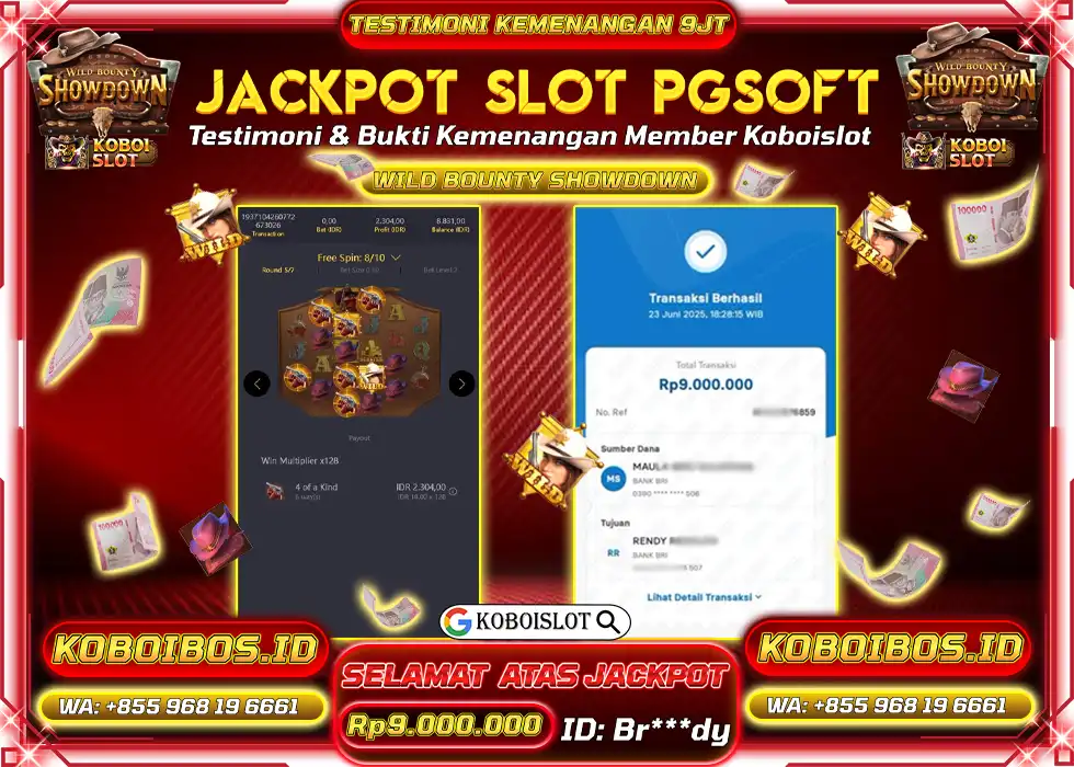 BUKTI KEMENANGAN SLOT GACOR WILD BOUNTY SHOWDOWN Rp9.000.000,- LUNAS